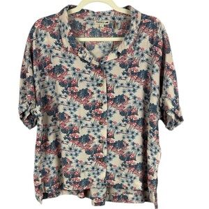 Toad & Co Hillrose SS 100% Tencel Pink and Blue Short Sleeve Shirt Size Large